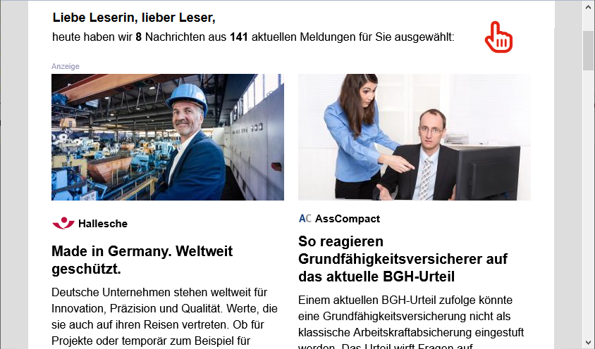 Beispielbild Advertorial Versicherung